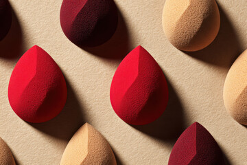 Abstract pattern of makeup sponges for foundation cream