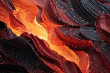 Fiery abstract flowing wave with warm glowing light and dark textured background