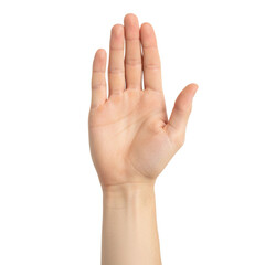 Obraz premium Male hand showing open palm on Isolated transparent background png. generated with AI