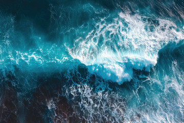 Majestic ocean waves crashing with white foam and deep blue hues