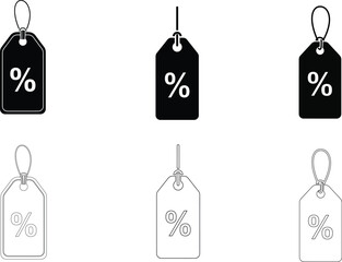 Discount Price Tag Vector Icons – Sale Percentage and Retail Promotion Symbols