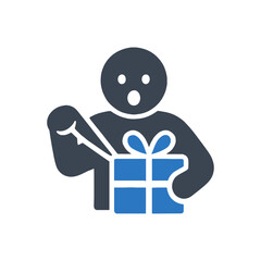 Surprised Birthday Gift Opening Icon