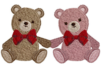 手刺繍の仲良しテディベア
