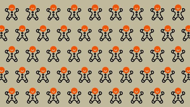 Gingerbread Man Pattern - Festive and Fun Animated Background.