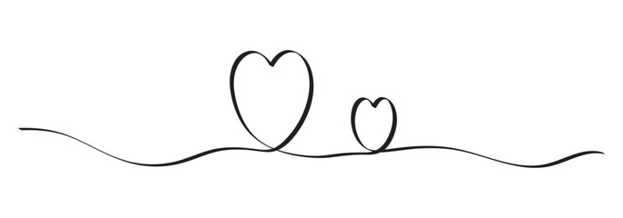 One line art heart vector illustration. line art, one continuous line, simple, hand drawn and sketch style. for icons, symbols, signs or logos. Outline ribbon vector background.