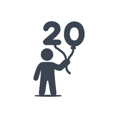Twentieth Birthday Celebration Balloon Icon