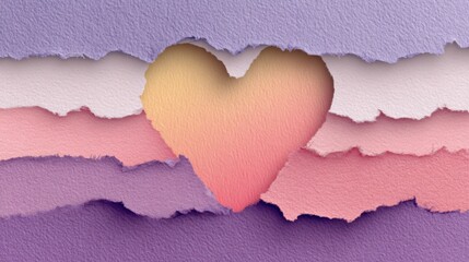 Torn Paper Edges Reveal Soft Gradient Heart Background With Space for Text