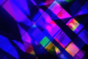 Fototapeta premium Abstract Geometric Composition of Reflective Light and Color with Diagonal Lines and Shapes