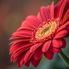 closeup shotof a red gerbera daisy flower