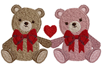 手刺繍の仲良しテディベア