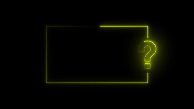 Neon Quiz Interface Animation Option Selection ,Quiz game or intellectual challenge contest Animated quiz question on black background