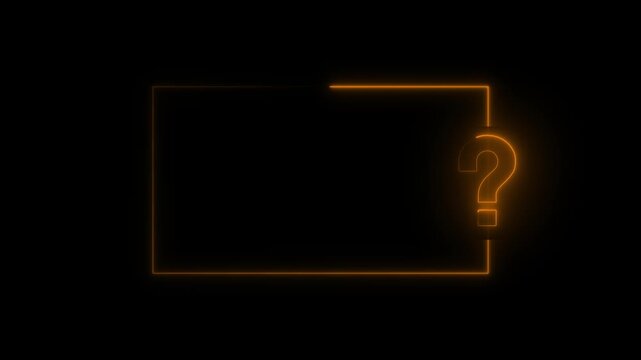 Neon Quiz Interface Animation Option Selection ,Quiz game or intellectual challenge contest Animated quiz question on black background