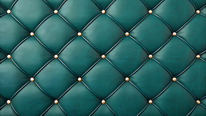 Obraz premium Closeup view of luxurious teal tufted upholstery with elegant gold buttons, creating a sophisticated and classic texture background for interior design concepts