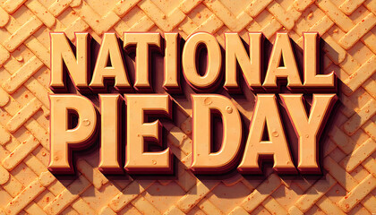 National pie day text with a crust background in shades of brown and tan colors,4K and HD Image