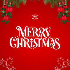 red and white Elegant merry Christmas greeting post design