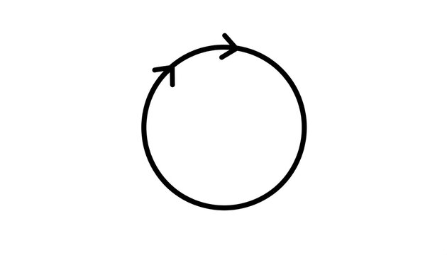 Circled arrow, simple design shows two arrows, moving in a clockwise direction, on a plain white background