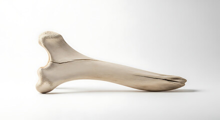 Isolated bone specimen on a white background showing detailed texture and anatomical structure of bone ai generated