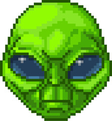Alien Face Pixel Art Game Cartoon Character