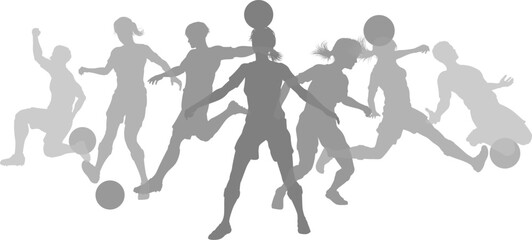 Soccer Football Players Men Women Silhouettes