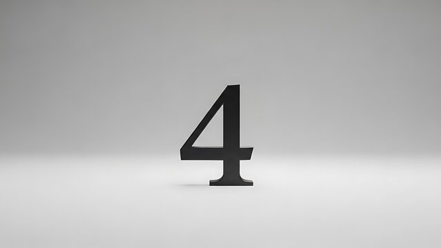 Black Number Four on White Surface in Minimalist Studio Setting