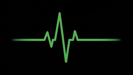 Green Heartbeat Line on Black Background.