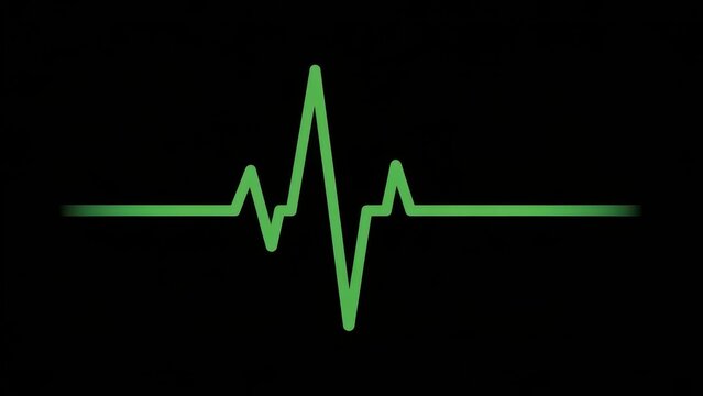 Green Heartbeat Line on Black Background.