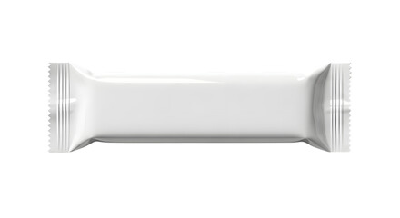 Blank white candy bar wrapper isolated on black background mockup