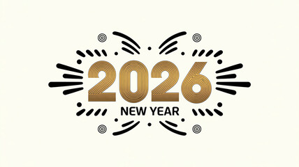 Fototapeta premium Minimalist design featuring stylized “2026 New Year” text on clean background