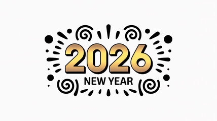 Minimalist design featuring stylized &ldquo;2026 New Year&rdquo; text on clean background