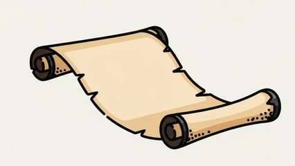 Old Parchment Scroll with Torn Edges and Rolled Ends.