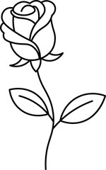 rose vector outline and shape. Valentine's day.