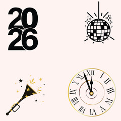 Festive new year celebration graphic elements for decoration