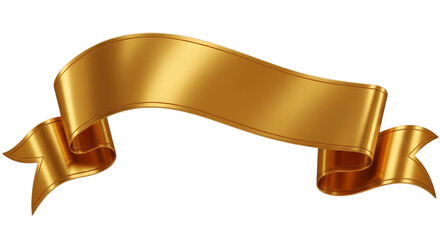Elegant golden ribbon banner design element on a black background
