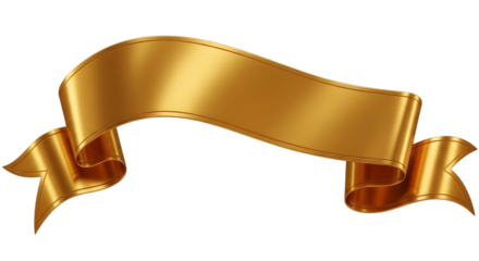 Elegant golden ribbon banner design element on a black background