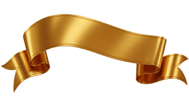 Elegant golden ribbon banner design element on a black background