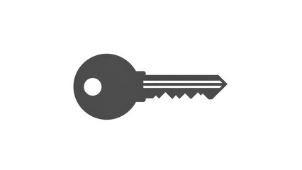 Simple Gray Key Icon Isolated on White Background.