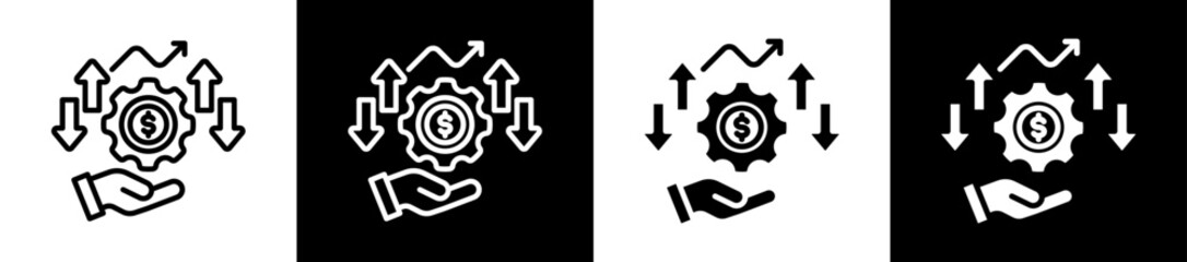 Profitability Icon Set In Black And White Filled Style Collection