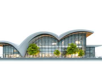 Busy airport terminal isolated on transparent background