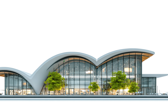 Busy airport terminal isolated on transparent background