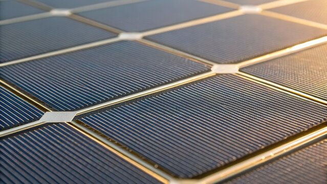 Solar panels arranged in a grid, capturing sunlight for energy conversion, showcasing a modern renewable energy source.