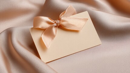 Elegant Open Kraft Paper Card With Ribbon on Soft Cream Fabric, Perfect for Romantic Messages or Special Occasions