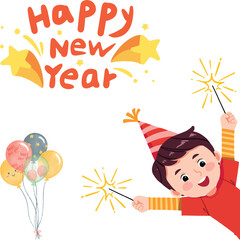 Happy new year celebration with kids