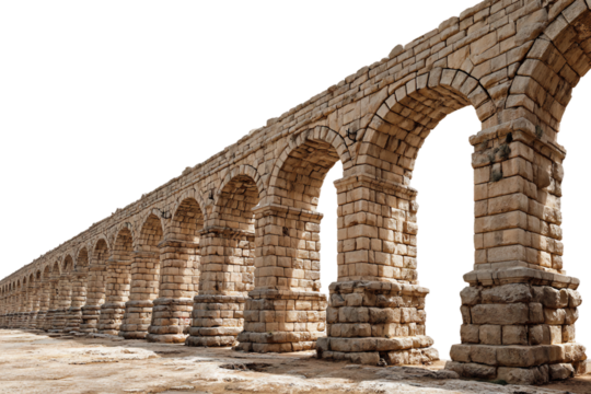Historical aqueduct isolated on transparent background