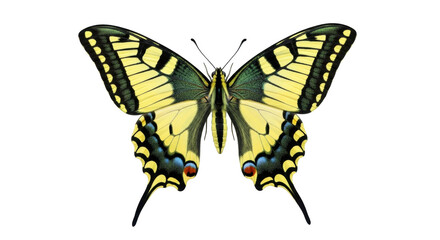 Isolated swallowtail butterfly, a colorful insect with beautiful wings and delicate antennae