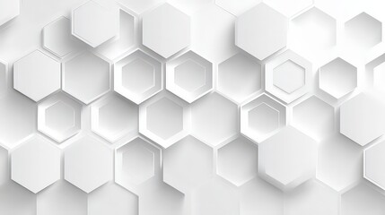 Abstract White Hexagon Pattern on Textured Background with Subtle Shadows Geometric Design for Clean Modern Look Technological Backdrop Minimalist Style