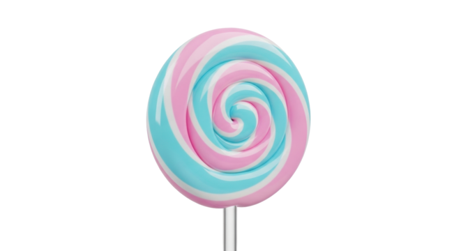 Isolated lollipop candy swirl is blue and pink on a stick sweet sugar confection treat - Powered by Adobe