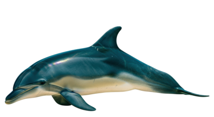 Isolated Dolphin swimming, beautiful aquatic mammal in the sea water, ocean life marine fauna