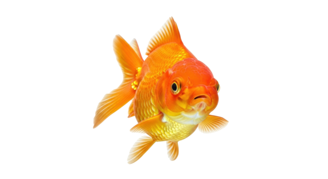 Isolated orange Goldfish swimming gracefully against a clean backdrop, looking forward