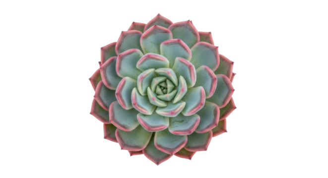 Isolated Echeveria succulent with pink-tipped leaves growing in spiral rosette shape - Powered by Adobe