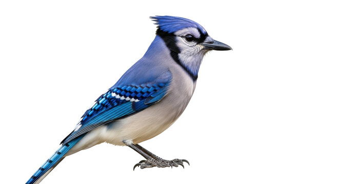 Isolated Blue Jay perched in natural daylight a common North American passerine bird species